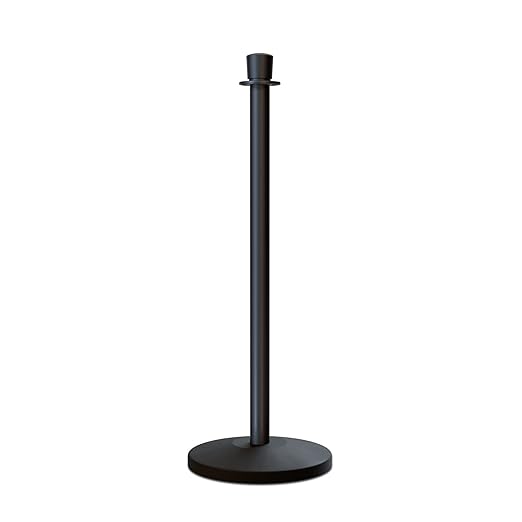 Montour Line Cline Post and Rope Stanchion Set - Black with Sloped Base and Crown Top - Includes (2) Posts