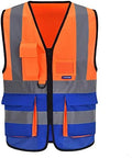 A-SAFETY Orange blue High Visibility Safety Vests Orange&Blue Color Mixed, XXL
