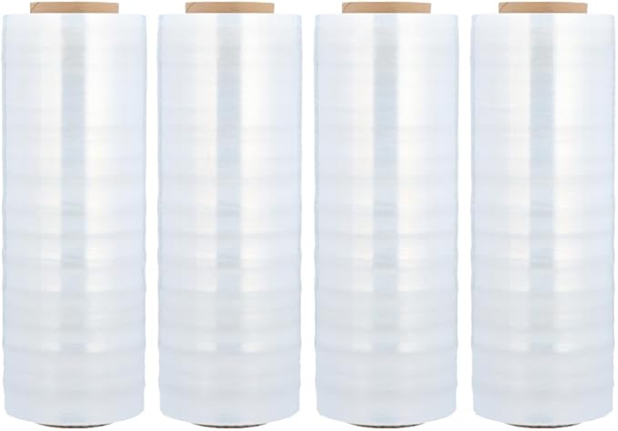PSBM 4 Rolls 18 Inch x 1000 Feet 120 Gauge Stretch Film/Wrap, Heavy Duty Industrial Strength Up to 800% Ultimate Stretch, Clear Shrink Plastic Wrap for Moving, Packing, Shipping & Storage