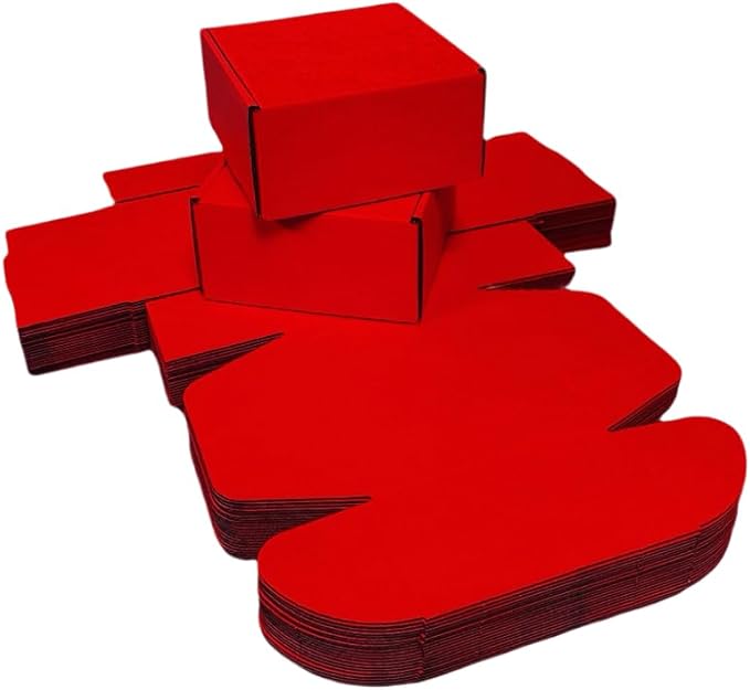 15 Pcs 6 x 6 x 3 inches Corrugated Cardboard Gift Boxes Recyclable Shipping Boxes for Mailing & Holidays, Wedding, Birthday, Gifts Packaging (Red, 6 x 6 x 3")