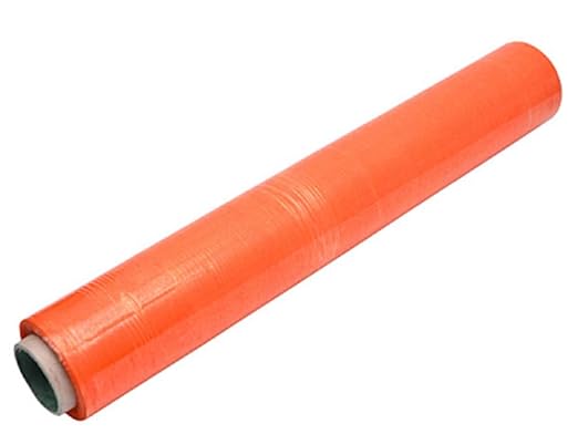 APQ 4 Rolls of Blown Hand Stretch Film 18" x 1500'. Orange Hand Stretch Wrap, 80 Gauge. Tear Resistant Residue Free Film for Moving, Shipping, Wrapping. Industrial Grade Pallet Shrink Wrap Film.