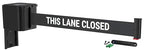 WM412 Retractable Belt Wall Mounted Smooth Black Crowd Control Barrier and Receiving End, 15' This Lane Closed Belt