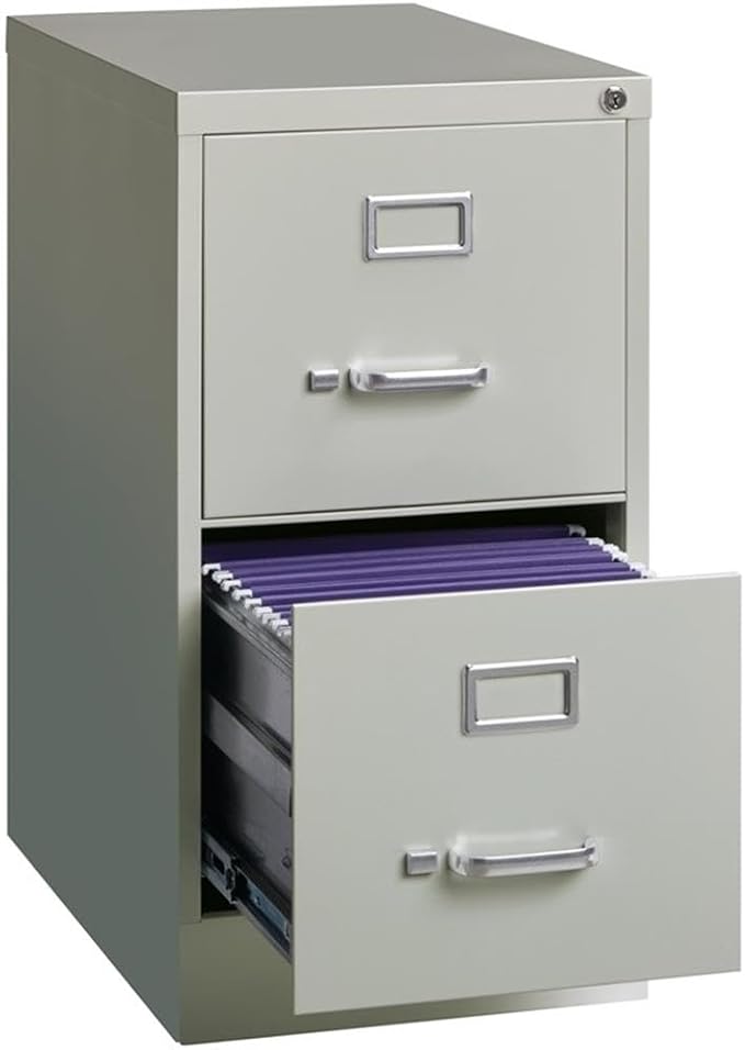 Pemberly Row 22" 2-Drawer Metal Letter Width Vertical Filing Cabinet in Light Gray