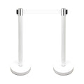 VIP Crowd Control Retractable Belt Stanchion Queue Safety Barrier Set, 36" Ht, 78" Belt (2 WHT Posts White Belt)