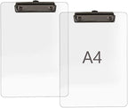 JIARI 4 Pack Clear Acrylic Office Clipboard A4 Letter Size 8.6" x 12.2" (Black 4 Pack)