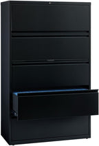 Pemberly Row 42-in Wide Metal 5 Drawer Lateral Filing Cabinet Black