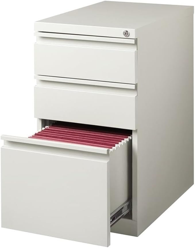 Scranton & Co 3-Drawer Modern Metal Mobile Pedestal File Cabinet in Light Gray