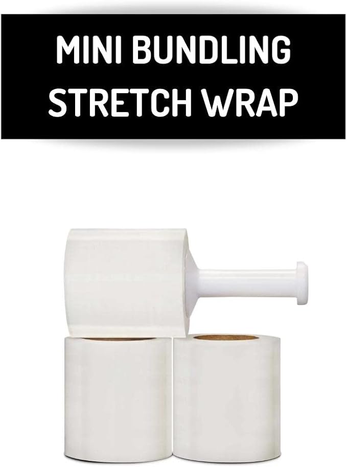 Mini Stretch Wrap for Packing with Handles, 24 Pack, 5 Inch x 1000 Feet, 50 Gauge Durable Clear Plastic wrap for Moving, Packing wrap Plastic roll Also a Furniture Wrap