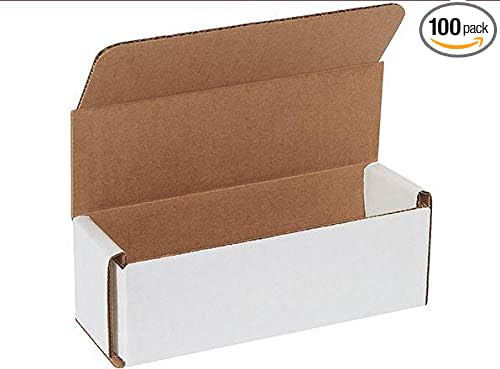 Secure Seal Shipping Boxes - 6x2x2" Mailers - White Foldable Corrugated Cardboard Packaging for Mailing, Moving, Storage, and Organizing - Strong Lightweight Foldable (Bulk 100 Pack)