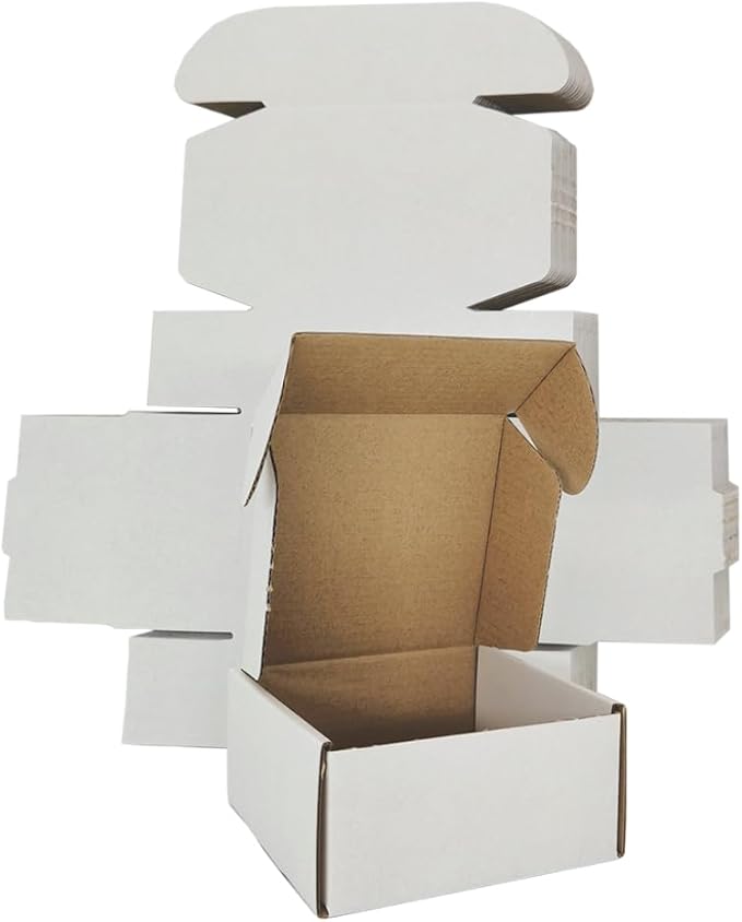 Corrugated Mailer, Pack of 50, Small Shipping Box, White box (5X5X2)