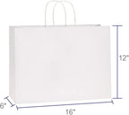 BagDream 100Pcs 16x6x12 Inches Kraft Paper Bags with Handles Bulk, Large Shopping Bags for Gifts, Grocery, Merchandise, Party Favor, Take-out, Recyclable White Paper Sacks