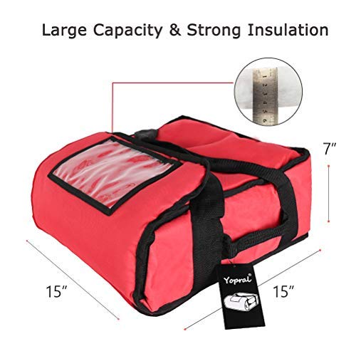 Pizza Bag, Thermal Pizza Delivery Bags Insulated Pizza Delivery Bag Pizza Boxes Professional Warmer Carrier Moisture Free for 3-12" or 3-14" (Red, 15"X15"X7")