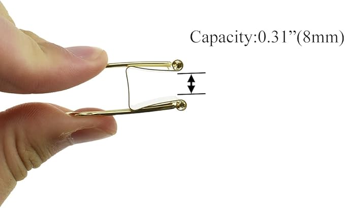 HAHIYO Binder Clips Paper Clamps Spring Steel Sturdy 0.98 inches Width 0.31 Inch Capacity No Sharp Edges Heavy Duty Tight Grip Reusable Gold Metal Bright Finish for Home Office School 25 Pack