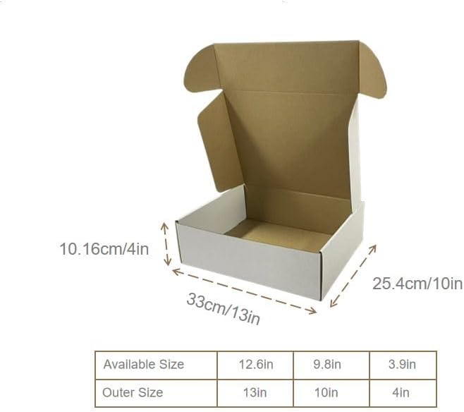 Rongyangtong13x10x4 Shipping Boxes Set of 18, White Small Corrugated Cardboard Box, Mailer Box