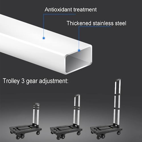 Heavy Duty Folding Hand Truck with 360° Rotating Wheels - Portable Trolley for Easy Luggage, Shopping & Cargo Transport - Space-Saving Design for Home & Travel Use