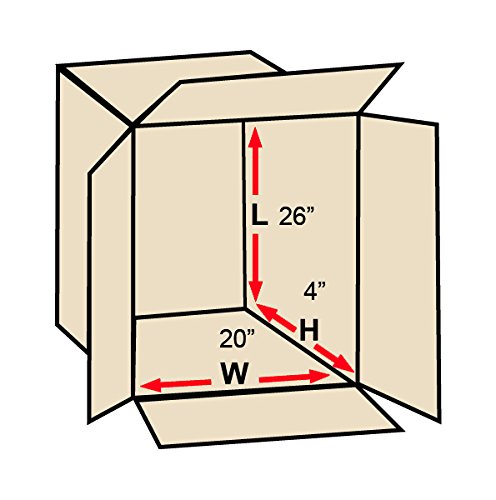 Tape Logic TL26204 Flat Corrugated Boxes, 26" x 20" x 4", Kraft (Pack of 20)