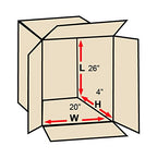 Tape Logic TL26204 Flat Corrugated Boxes, 26" x 20" x 4", Kraft (Pack of 20)
