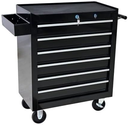 LuckyNote】Rolling Tool Chest, 6 Drawer Tool Box with Wheels, Heavy Duty Industrial Service Cart Storage Organizer with Locking System, Rolling Tool Box Organizer Tool Case for Garage, Repair Shop