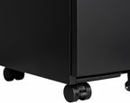 Black Metal 3-Drawer Mobile File Cabinet with Lock, Letter/Legal/A4 Filing Drawer, Rolling Office Storage with 5 Casters, Fits Under Desk, 15.35" W x 17.71" D x 23.62" H