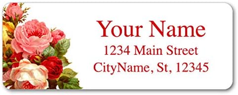 Personalized Return Address Labels - Vintage Roses Flowers -60-1000 Custom Self-Adhesive Stickers