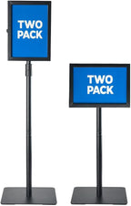 2 PACK Double-Sided Adjustable Heavy Duty Pedestal Sign Holder Stand for Display - Indoor/Outdoor Floor Sign Stand with Base 8.5x11 inches (Horizontal and Vertical Orientation) - includes dry erase marker