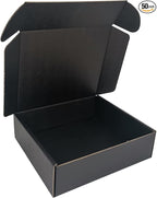 50 Pack 7x6x2'' Small Shipping Boxes, Corrugated Cardboard Mailers for Business, Black (CM762B)
