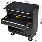 LuckyNote】Rolling Tool Chest, 4 Drawer Tool Box with Wheels, Heavy Duty Industrial Service Cart Storage Organizer with Locking System, Rolling Tool Box Organizer Tool Case for Garage, Repair Shop