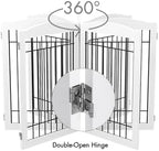 Spirich Free Standing Foldable Wire Pet Gate for Dogs, 80 inches Extra Wide, 30 inches Tall 4 Panels Dog Gate for the House, Doorway, Stairs, Pet Puppy Safety Fence,Set of Support Feet Included, White