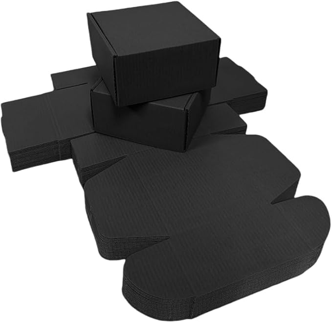 15 Pcs 6 x 6 x 3 inches Corrugated Cardboard Gift Boxes Recyclable Shipping Boxes for Mailing & Holidays, Wedding, Birthday, Gifts Packaging (Black, 6 x 6 x 3")