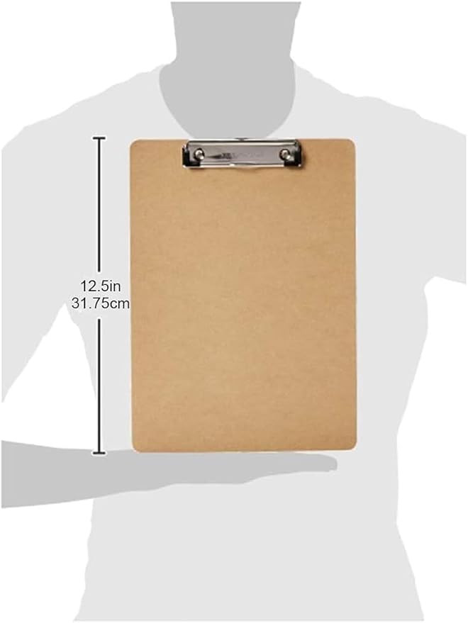 Amazon Basics Hardboard Office Clipboard,Letter Size, 9" x 12.5", 12-Pack, Brown