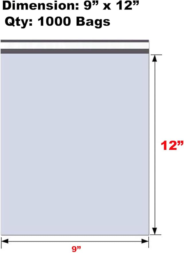 iMBAPrice 9x12 Inches White Poly Mailers, 1000-Pack Mid Size #3 White Color Poly Mailing Shipping Envelopes Bags, Self Seal Adhesive Waterproof and Tear Proof (Total 1000 Bags) in Bulk