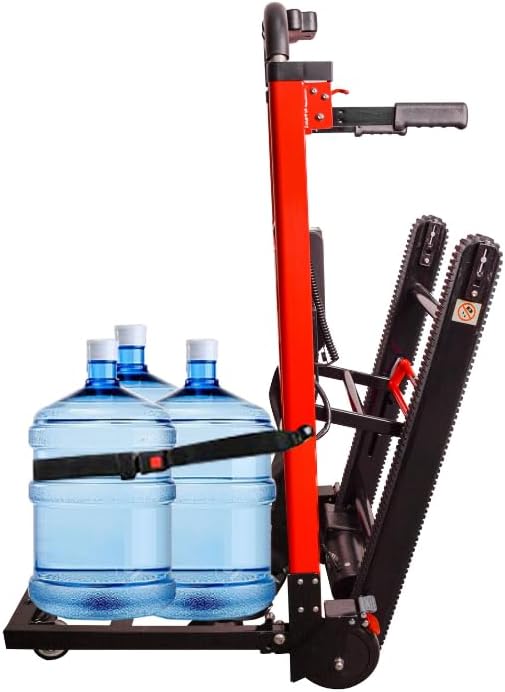 LINE2design Electric Hand Truck Dolly - 441 lb Capacity 160W Motor - Folding Motorized Climber Cart with Safety Strap, Rechargeable Battery - Move Appliances, Furniture - USA