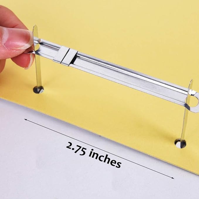 OLYMPX 250 Pcs of 2? Capacity Premium Metal Prong Paper Fastener Complete Set, 2.75 Inch Base with Standard 2-Hole Punch Compressor for Paper File Folder, Pack of 5 Boxes, 50 per Box