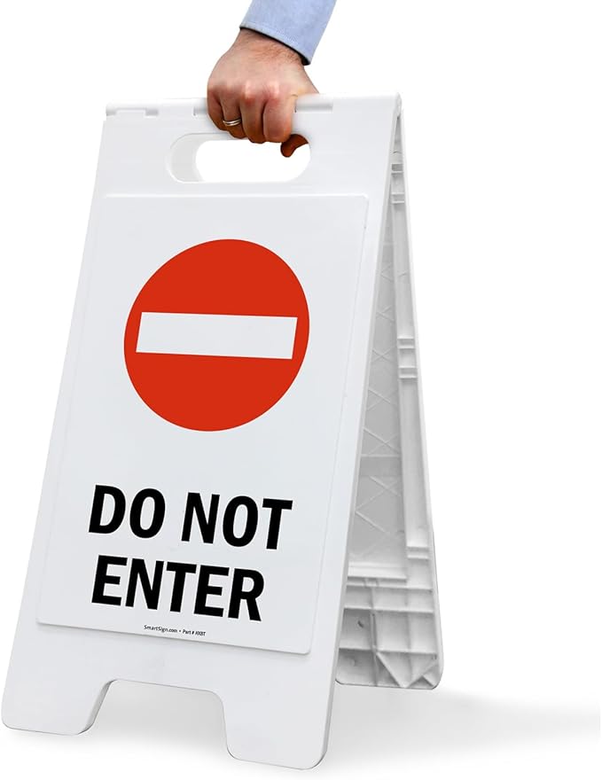 SmartSign 25 x 12 inch “Do Not Enter” Two-Sided Folding Floor Sign, Digitally Printed Plastic, Red, Black & White