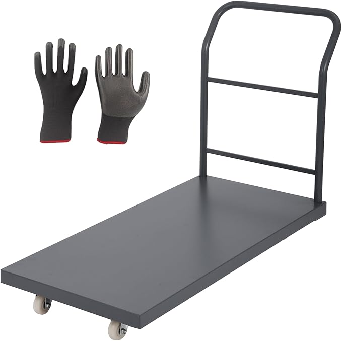 Heavy Duty Flatbed Cart 48"x30" Platform Truck, 2000 lbs Capacity Steel Hand Truck with 4 Swivel Wheels, Industrial Utility Push Cart for Warehouse, Garage, and Moving Supplies