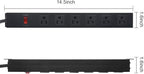 2Pack Metal Wall Mount Power Strip, Mountable Power Outlet with 6 AC Outlets, Aluminum Alloy Mount Power Socket with Switch, 10 FT SJT 3/C 14AWG Power Cord, 15A 125V 1875W (6AC)