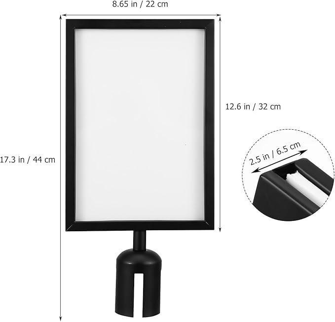 VICASKY Stanchion Sign Holder Queue Barrier Crowd Control Barriers Retractable Rope Supermarket Entrance Security Tape Belt Steel Ropes Heavy Duty Stanchions Holder Stainless Frame Stand