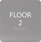 6" X6" Floor 2 Sign - ADA Compliant Tactile Graphics Grade 2 Braille Text Acrylic Wall Signs - Directional Assistance, Floor Number Safety Sign for Office, school Hospital, Apartment
