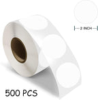 500 PCS Dot Sticker Tape 2" Inch Round Color Coding Labels Removable Writable Circle Floor Decal for Marking Organizing Social Distancing White