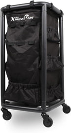 Multipurpose Rolling Janitorial Cart – Ideal for Garage Organization, Car Detailing, Laundry Room/Home Cleaning – Compact Utility Cart on Wheels w/Steel Frame, Organizer & Black Bag – Matte Black