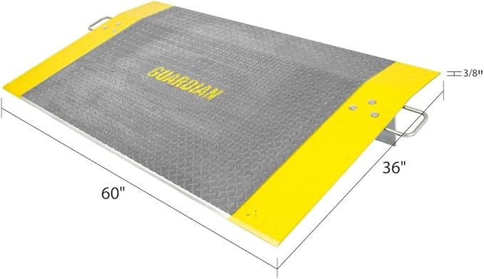 Guardian Aluminum Dock Plate with Carrying Handles for Pallet Jacks, Hand Carts, Material Handling, 60" x 36" 4,100 lb. Capacity