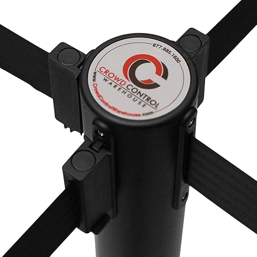 Crowd Control Warehouse CCW Series RBB-100 - Set of 2 Stanchion Retractable Belt Barriers - 11 Foot Blue Belt, Polished Stainless Steel Post - Easy Assembly
