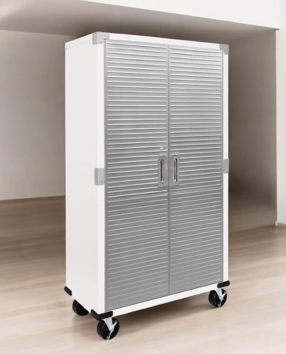 Heavy Duty Storage Solid Stainless Steel Cabinet with Lockable, Adjustable Shelf, Metal Garage Organizer (White, 36" W x 18" D x 72" H)