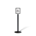Floor Standing Sign Frame with Steel Low Profile Base, 8.5 inches by 11 inches Vertical Sign Frame, Black Post