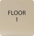 Khaki w/Black ADA Floor 1 Sign with Braille – Made from Durable Acrylic and Ready to Mount