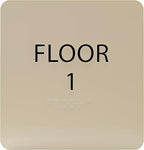 Khaki w/Black ADA Floor 1 Sign with Braille – Made from Durable Acrylic and Ready to Mount