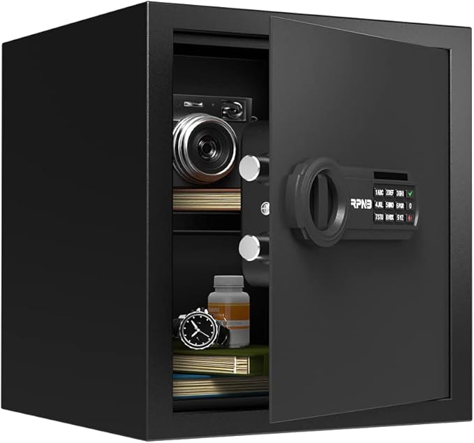 RPNB Deluxe Safe and Lock Box,Digital Keypad Safe Box,Steel Alloy Small Safes, Keypad Lock,Perfect for Home Office Hotel Business Jewelry Cash Use Storage,1.2 Cubic Feet