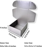 10 Pcs 9.8 x 9.8 x 4 inches Large Size Corrugated Cardboard Gift Boxes Recyclable Shipping Boxes for Mailing & Holidays, Wedding, Birthday, Gifts Packaging (Silver, 9.8 x 9.8 x 4")