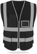 HYCOPROT High Visibility Mesh Safety Reflective Vest with Pockets and Zipper, Meets ANSI/ISEA Standards