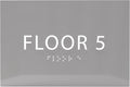 6" X4" Floor 5 Sign - ADA Compliant Tactile Graphics Grade 2 Braille Text | Wall Mount Plastic Directional Assistance, Floor Number Sign for Office, Schools, Hospitals, Apartments